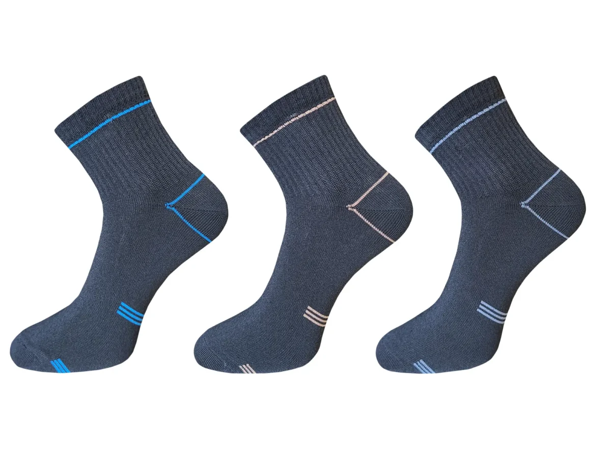 combed cotton multi strip ankle socks for men preview